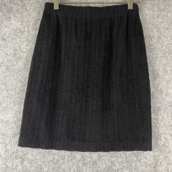 Vintage St John Sport Marie Jacket Skirt Set Womens 2 Black Gold Button FLAWED - Picture 11 of 16